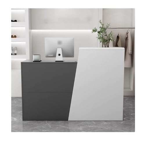 Stilvoller, moderner Empfangstresen – elegante Kasse für Salons und Einzelhandelsgeschäfte, graue Oberfläche, Design auf der linken Seite, 140 cm, ideal für professionelle Räume von Generisch