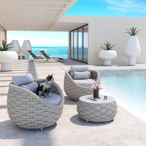 Stilvoller, runder Couchtisch und 2 Sofasets für Balkon, Innenhof, Innenbereich, perfektes Outdoor-Wohnmöbel-Set von Generisch