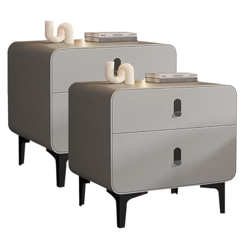 Stilvoller 2-stöckiger Nachttisch mit Metallbeinen – Nachttisch aus Holz & Aufbewahrungs-Organizer – Moderne Kommode für Schlafzimmer, Wohnzimmer (2er-Set) von Generisch