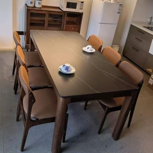 Stilvoller Esszimmerstuhl ohne Armlehne aus Eiche, mit gebogener Rückenlehne & gepolsterter Sitzfläche, bequemer Küchenstuhl, 48 cm Breite, perfekt für Wohnzimmer & Küche (Schwarz + Khaki, 4er-Set) von Generisch