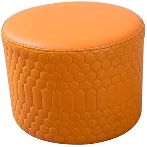 Stilvoller Fußhocker aus PU-Leder mit gepolstertem Sitz und rutschfester Fußmatte in leuchtendem Orange von Generisch