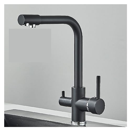 Stilvoller Schwarzgrauer Küchenarmatur mit Wasserfilter - Warm- & Kalt-Mischbatterie für Trinkwasser - Moderne Spültischarmatur für Home Kitchen (Cromo) von Generisch