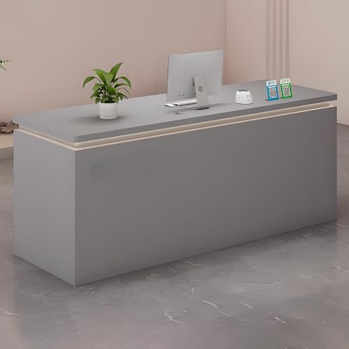 Stilvoller grauer Empfangstisch mit versteckter LED-Beleuchtung – 100 cm geräumige Fronttheke für Büro-Lobby oder Wartebereich – modernes elegantes Design für professionelle Arbeitsbereiche von Generisch
