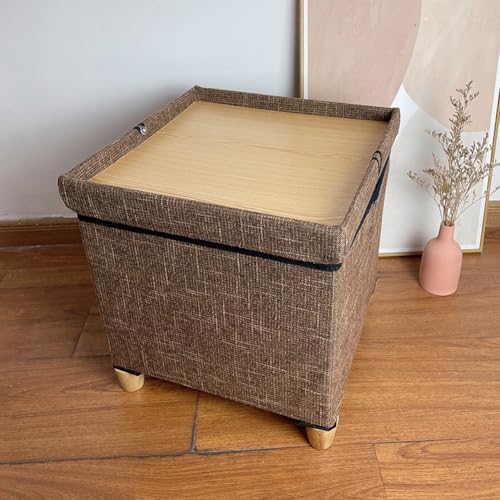 Stilvoller quadratischer Ottomane, 30 x 30 cm, Fußstütze, Hocker und Couchtisch mit Holzbeinen, faltbare Truhe für Wohnzimmer und Schlafzimmer, braune Heimdekoration von Generisch