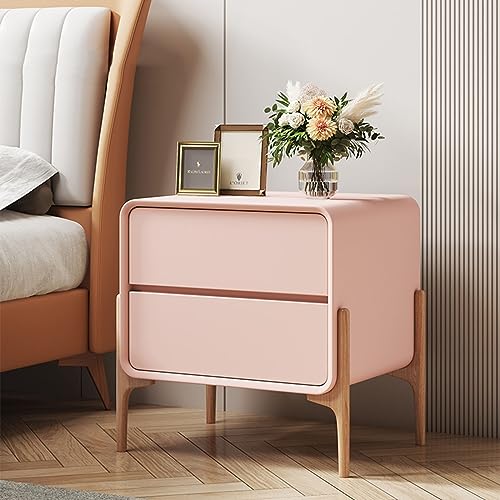 Stilvoller rosa Nachttisch mit 2 Schubladen, modernes Design mit hohem Boden, stabile Tragfähigkeit, perfekt für die Aufbewahrung im Schlafzimmer (Größe: 45 x 40 x 50 cm) von Generisch
