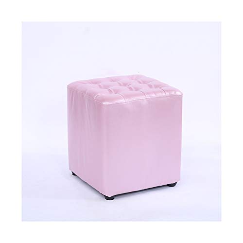 Stilvoller rosa quadratischer Lederhocker – gepolsterte Fußstütze für Wohnzimmer und Schlafzimmer, vielseitige kleine Sofa-Bank, dekorativer Fußhocker und Schuhaufbewahrungslösung von Generisch
