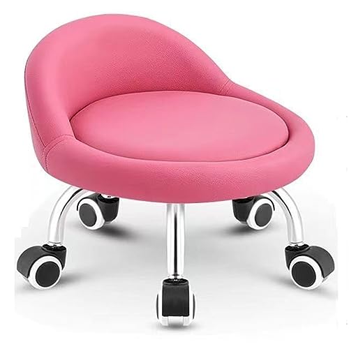Stilvoller rosafarbener Drehstuhl aus PU-Leder, 360° drehbare Fußstütze mit Rollen, perfekt für Zuhause, Büro, Garage oder Geschäft, modernes und funktionales Design von Generisch