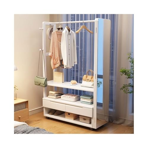 Stilvoller weißer Garderobenständer aus Holz, leichter Eingangs-Organizer für Kleidung, Schlafzimmer und Flur, kleines freistehendes Design zum einfachen Aufhängen Stilvoller weißer Garderobenständer aus Holz, leichter Eingangs-Organizer für Kleidung, Schlafzimmer und Flur, kleines freistehendes Design zum einfachen Aufhängen von Generisch