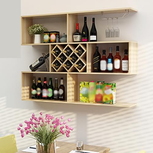 Stilvolles 3-stöckiges Weinregal zur Wandmontage mit Glashalter, modernes dekoratives Regal für Weinausstellung und Aufbewahrung, ideal für Bars, Restaurants und Heimdekoration Stilvolles 3-stöckiges Weinregal zur Wandmontage mit Glashalter, modernes dekoratives Regal für Weinausstellung und Aufbewahrung, ideal für Bars, Restaurants und Heimdekoration von Generisch