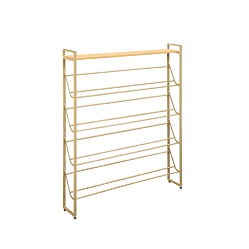 Stilvolles Schuhregal mit 4 Ebenen, schmal und freistehend, für Eingangsbereich und Schrank, elegante goldene Aufbewahrungslösung (82 cm) für Flur und Zuhause von Generisch