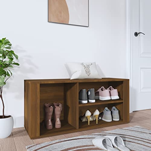 Stilvolles offenes Schuhregal, einfach zu montieren, perfekt für Schlafzimmer, Badezimmer, Flur und kleine Räume, 100 x 35 x 45 cm (braune Eiche), platzsparende Aufbewahrungslösung von Generisch