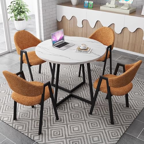 Stilvolles rundes Esstisch-Set für 4 Personen – kompakte Küchen- und Konferenzstühle, ideal für kleine Räume – modernes orangefarbenes Design, perfekt für Esszimmer und Büros Stilvolles rundes Esstisch-Set für 4 Personen – kompakte Küchen- und Konferenzstühle, ideal für kleine Räume – modernes orangefarbenes Design, perfekt für Esszimmer und Büros von Generisch