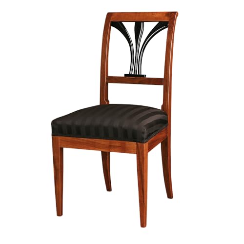 Stilwohnen Biedermeier Stuhl aus Nussbaum | Nachbau als hochwertige Handarbeit | Polsterstuhl aus Nussbaumholz massiv | Esszimmer-Stuhl mit bequemer Federkern-Polsterung | Designer Stilmöbel von Generisch