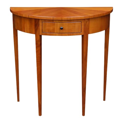 Stilwohnen Halbrunder Biedermeier Beistelltisch aus Kirschholz | Originalnachbau als hochwertige Handarbeit | Tisch aus Massivholz und Echtholz-Furnier | Ideal als Flurtisch Wandtisch Schminktisch von Generisch