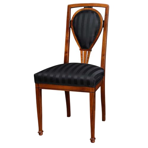 Stilwohnen Jugendstil-Stuhl Nachbau aus Nussbaum | Designer-Möbel – hochwertige Handarbeit | Polsterstuhl aus Nussbaum-Holz massiv | Esszimmer-Stuhl mit bequemer Federkern-Polsterung & Rückenpolster von Generisch