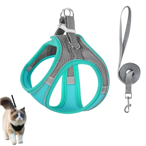 Stimulicat Cat Harness,Escape Proof Adjustable Soft Mesh Vest for Pet with Reflective Safety Strips,Comfortable Lightweight Breathable Kitten Harnesses,Easy to Wear for Walking and Outdoor von Generisch