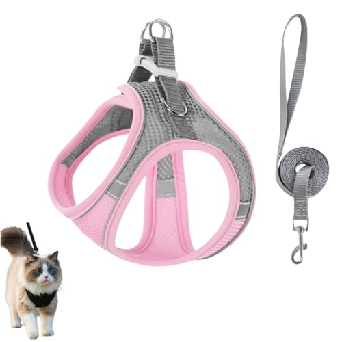 Stimulicat Cat Harness,Escape Proof Adjustable Soft Mesh Vest for Pet with Reflective Safety Strips,Comfortable Lightweight Breathable Kitten Harnesses,Easy to Wear for Walking and Outdoor von Generisch