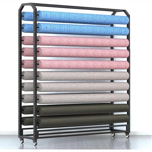 Stoffrollen-Aufbewahrungsregal – robuster, beweglicher Organizer mit verstellbarer Aufhängestange für Vinyl, Leder, Fensterfolie und Tapeten-Display Stoffrollen-Aufbewahrungsregal – robuster, beweglicher Organizer mit verstellbarer Aufhängestange für Vinyl, Leder, Fensterfolie und Tapeten-Display von Generisch