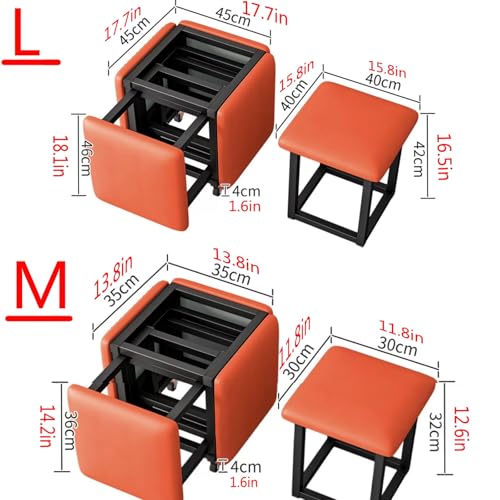 Stool Cube, 5 in 1 Nesting Ottoman Cube Chair, Removable Ottomane, Living Room Bedroom Rolling Chair with Swivel Casters, Stackable Sofa Chair Stool for Living Room, Bedroom, Dining Room Stool Cube, 5 in 1 Nesting Ottoman Cube Chair, Removable Ottomane, Living Room Bedroom Rolling Chair with Swivel Casters, Stackable Sofa Chair Stool for Living Room, Bedroom, Dining Room von Generisch