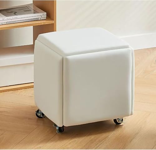 Stool Cube, 5 in 1 Nesting Ottoman Cube Chair, Removable Ottomane, Living Room Bedroom Rolling Chair with Swivel Casters, Stackable Sofa Chair Stool for Living Room, Bedroom, Dining Room von Generisch