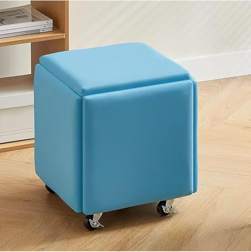 Stool Cube, 5 in 1 Nesting Ottoman Cube Chair, Removable Ottomane, Living Room Bedroom Rolling Chair with Swivel Casters, Stackable Sofa Chair Stool for Living Room, Bedroom, Dining Room von Generisch
