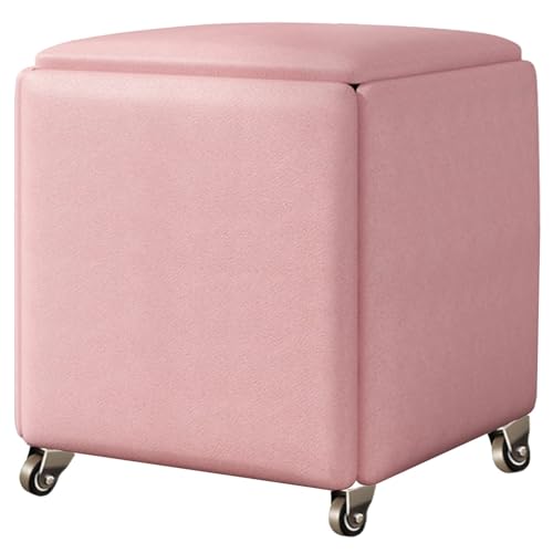 Storage Stool Cube Chair on Wheels - 5-in-1 Multipurpose Design with Padded Seat and Metal Frame for Kitchen and Living Room, Stackable Storage von Generisch