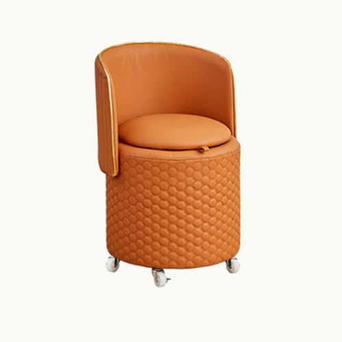 Storage Vanity Stool with Collapsible Backrest and Wheels - Round Ottoman Chair with Storage for Living Room Bedroom - Small Swivel Chair with Back Support Storage Vanity Stool with Collapsible Backrest and Wheels - Round Ottoman Chair with Storage for Living Room Bedroom - Small Swivel Chair with Back Support von Generisch