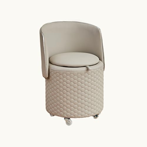 Storage Vanity Stool with Collapsible Backrest and Wheels - Round Ottoman Chair with Storage for Living Room Bedroom - Small Swivel Chair with Back Support Storage Vanity Stool with Collapsible Backrest and Wheels - Round Ottoman Chair with Storage for Living Room Bedroom - Small Swivel Chair with Back Support von Generisch