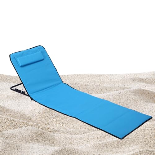 Strandkorb für Erwachsene, Campingliege, Sitz, 140 x 47 x 40 cm, tragbare Rückenlehne, faltbar, leicht, Kopfstützen-Design, für Garten, Pool, Picknick, Sommer, Reisen, Hinterhof, Entspannung im Freien von Generisch