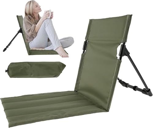Strandkorb mit Rückenlehne, Bodenstuhl Gefaltetes Sitzkissen, Tragbar Meditationsstuhl Strand Klappkissen Sitz, Stadion Sitzkissen, Strandsitz Strandstuhl Klappbar Leicht (Grün, 79*40.5*41.5cm) von Generisch