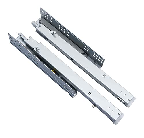 Strapazierfähige, sanft schließende Schubladenschienen, Vollauszug, verdeckte Metallschienen für Küchenschränke und Schränke, leises Gleiten, Schubladenschienen (Silber-Finish) von Generisch