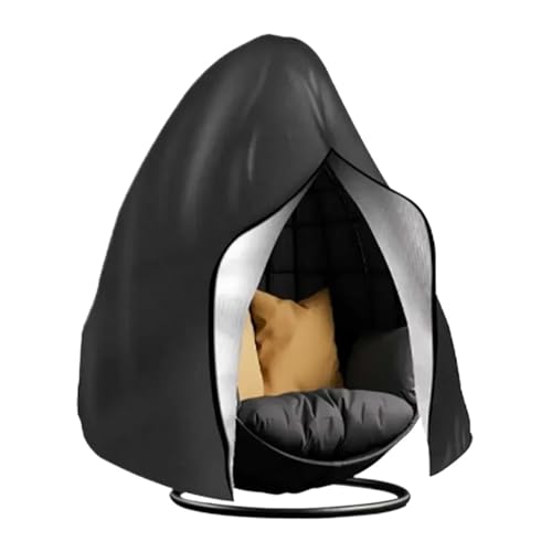 Strapazierfähige, wasserdichte Abdeckung für Eierstühle mit Reißverschluss, 210D, langlebig, Einzel-/Doppelsitz-Schaukelabdeckung für Garten, Staubschutz (schwarz, 230 x 200 cm) von Generisch