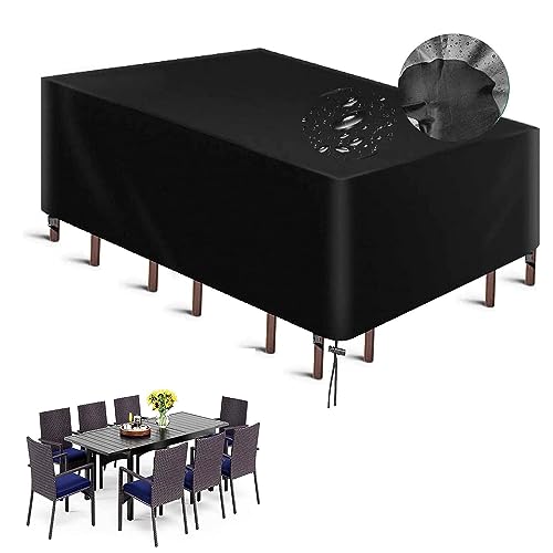 Strapazierfähige, wasserdichte Gartenmöbelabdeckung, 320 x 140 x 75 cm, schwarze Schutzhülle für Gartentisch, Sofa, Liegestuhl und Stühle, wetterbeständiger UV-Schutz von Generisch