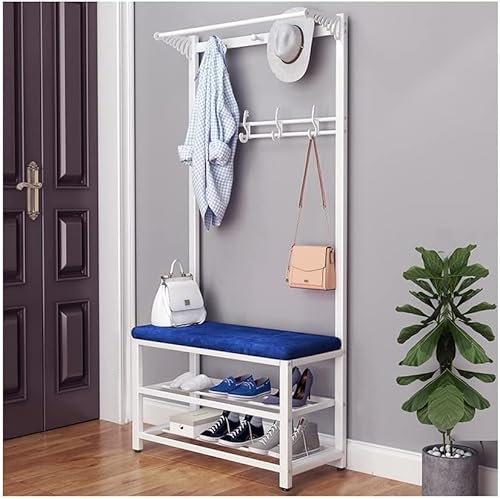 Strapazierfähige 4-in-1-Garderobe mit Schuhbank und Aufbewahrungs-Organizer, stilvoller Eingangsbügel, Industrie-Design, multifunktionaler Garderobenständer mit Haken für Mäntel und Schuhe von Generisch