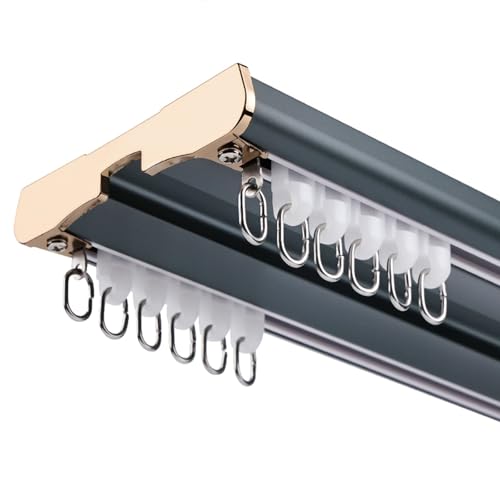 Strapazierfähige Doppel-Vorhangschiene, Deckenhalterung aus Aluminium für reibungslosen Betrieb, perfekt für Raumteiler, Sichtschutzlösungen, geräuschreduzierendes Design von Generisch