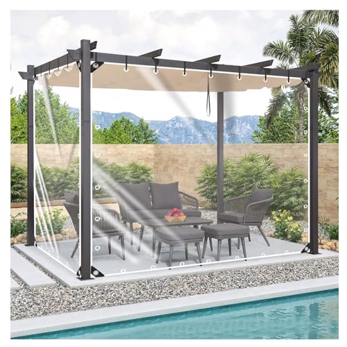 Strapazierfähige Vinyl-Vorhänge für Terrasse und Garten, individuelle transparente Planen mit rostfreien Ösen, wasserdichte PVC-Plane für Pergola, 2 x 3 m Strapazierfähige Vinyl-Vorhänge für Terrasse und Garten, individuelle transparente Planen mit rostfreien Ösen, wasserdichte PVC-Plane für Pergola, 2 x 3 m von Generisch