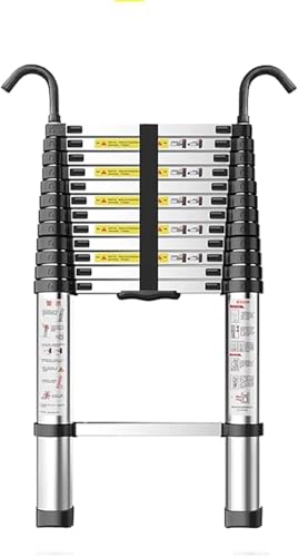 Strapazierfähige ausziehbare Teleskopleiter mit Haken, tragbare Aluminium-Klappleiter für Mehrzwecknutzung, ideal für Haus, Garten und Bauprojekte von Generisch