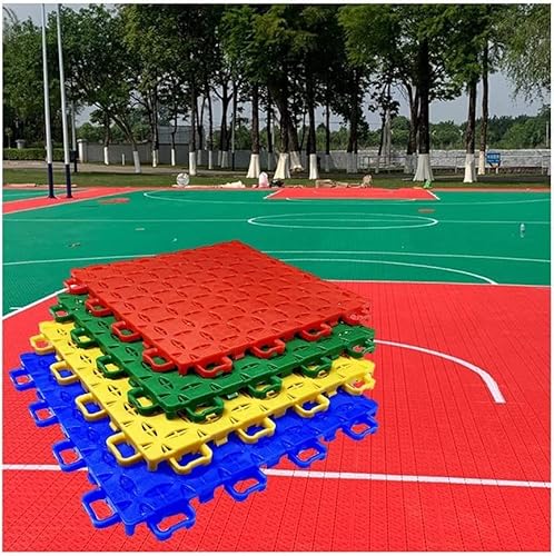 Strapazierfähige ineinandergreifende Bodenfliesen für den Außenbereich, 25 x 25 cm, wetterfest, leicht zu reinigen, 144 Stück (9 m²), ideal für Spielplätze und Sportbereiche von Generisch