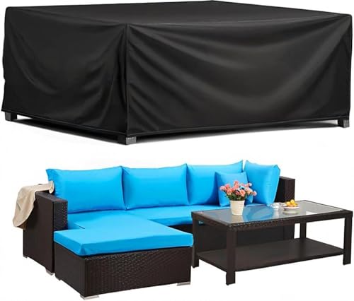Strapazierfähige schwarze Gartenmöbelabdeckung, 285 x 210 x 105 cm, wasserdicht, 420D-Oxford-Gewebe, UV-beständig, Outdoor-Schutz für Tisch und Sofasets von Generisch