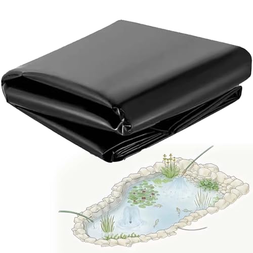 Strapazierfähige schwarze HDPE-Teichfolie – wasserdichte Folie für Koiteiche, Bachläufe und Landschaftsbau, erhältlich in den Größen 3 x 4 m, 4 x 6 m, 5 x 8 m, 8 x 10 m, 10 x 12 m von Generisch