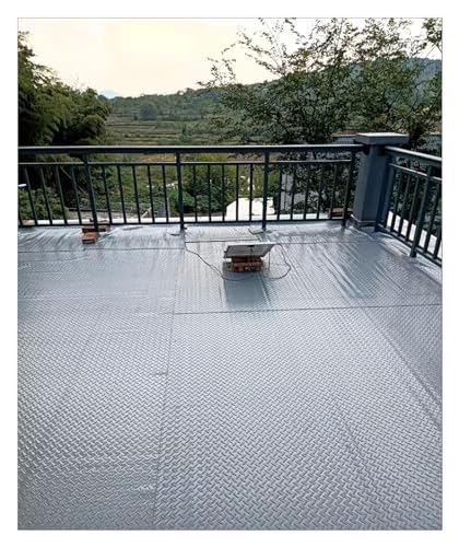 Strapazierfähige wasserdichte Gummi-Outdoor-Matte für Terrasse, Balkon, Diamantplatten-Design, Garagen-Fußmatten in verschiedenen Größen, dicke Gummibodenrollen (3 mm), schwarz von Generisch