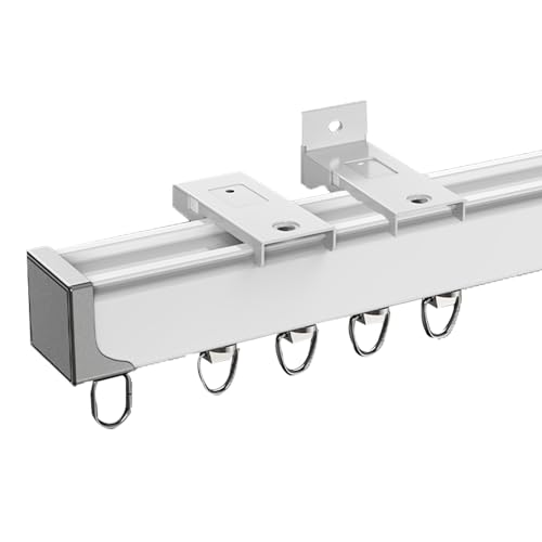 Strapazierfähige weiße Aluminium-Vorhangschiene, Decken- und Wandhalterung, leiser Raumteiler, erhältlich in 1 m bis 5,6 m Größen (4,4 m Größe), perfekt für Heimdekoration von Generisch