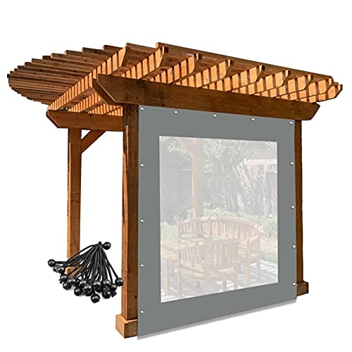 Strapazierfähiger, wasserdichter, transparenter Vorhang mit Ösen, Trennwand für Pergola, Veranda, Pavillon und Garten, wetterfest, für den Außenbereich Strapazierfähiger, wasserdichter, transparenter Vorhang mit Ösen, Trennwand für Pergola, Veranda, Pavillon und Garten, wetterfest, für den Außenbereich von Generisch