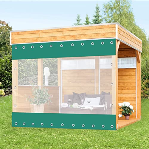 Strapazierfähiger, wasserdichter PVC-Vorhang für den Außenbereich, transparent, mit Ösen, 600 g/m² Trennwände, für Pergola, Veranda, Pavillon (1,7 x 2,5 m) von Generisch