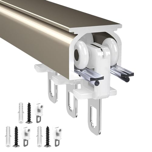 Strapazierfähiger Deckenvorhang, 250 cm, einläufig, kann an Decke oder Wand montiert werden, ideal für Wohnzimmer, Schlafzimmer, Raumteiler, einfache Installation (weiß) von Generisch