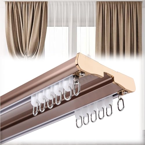 Strapazierfähiger Deckenvorhang, Schienen-Set, 4 m, Aluminiumlegierung, Doppelschiene, leiser Raumteiler mit Haken, erhältlich in 0,5 m bis 6 m, perfekt für Zuhause und Büro von Generisch