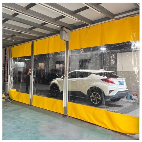 Strapazierfähiger Outdoor-Vinyl-Vorhang für Terrasse und Garage, wasserdichte Trennwand für Arbeitsbereiche, Plane mit Ösen, 2,8 x 4 m, Gelb-B Pergola und Veranda-Abdeckung von Generisch