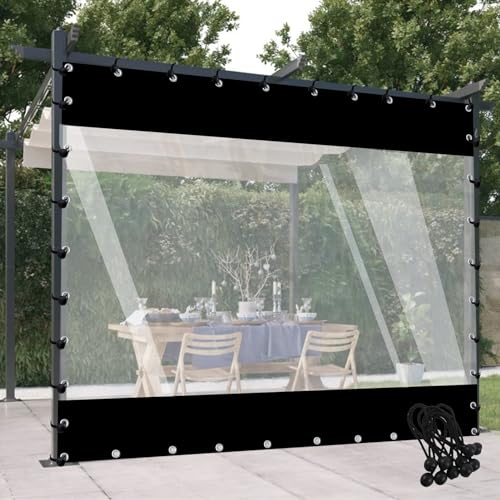 Strapazierfähiger Outdoor-Vorhang, wasserdicht, transparent, PVC-Planen für Pavillons und Balkone, reiß- und Anti-Aging, anpassbare Größe (5 x 3 m, Farbe: Schwarz) von Generisch