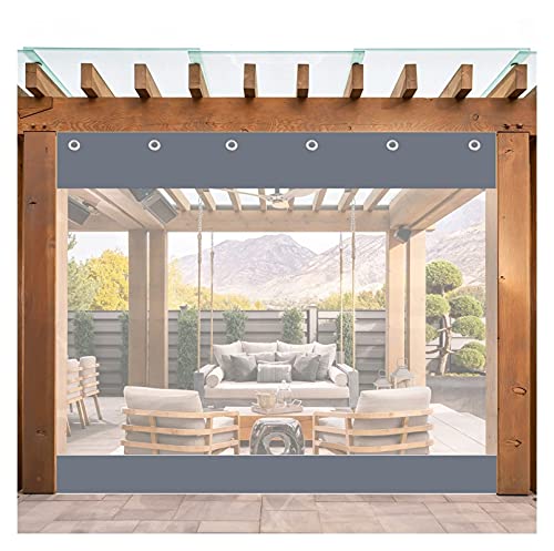 Strapazierfähiger grauer PVC-Planenvorhang mit Ösen, wasserdicht und wetterbeständig, für Pavillon, Veranda, Pergola, 2 x 2,5 m Größe von Generisch