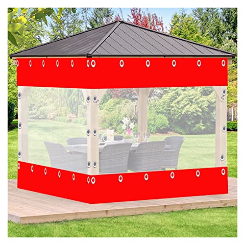 Strapazierfähiger transparenter roter wasserdichter Terrassenvorhang mit Ösen 3,6 x 2,5 m transparente PVC-Plane für Pergola Terrasse und Zelt Seitenschutz Strapazierfähiger transparenter roter wasserdichter Terrassenvorhang mit Ösen 3,6 x 2,5 m transparente PVC-Plane für Pergola Terrasse und Zelt Seitenschutz von Generisch